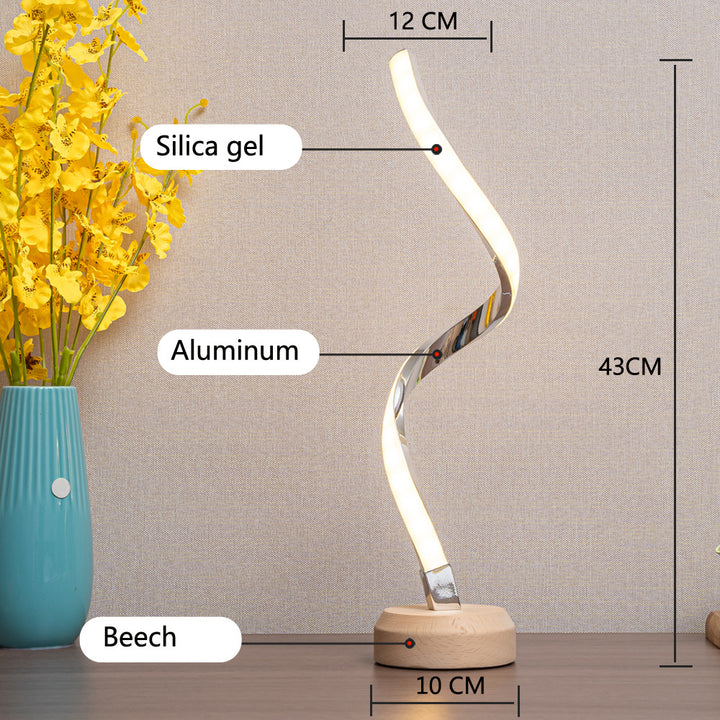 LED Spiral Table Lamp Modern Curved Desk Bedside Lamp Dimmable Warm White Night Light For Living Room And Bedroom - Asma fashion gallary
