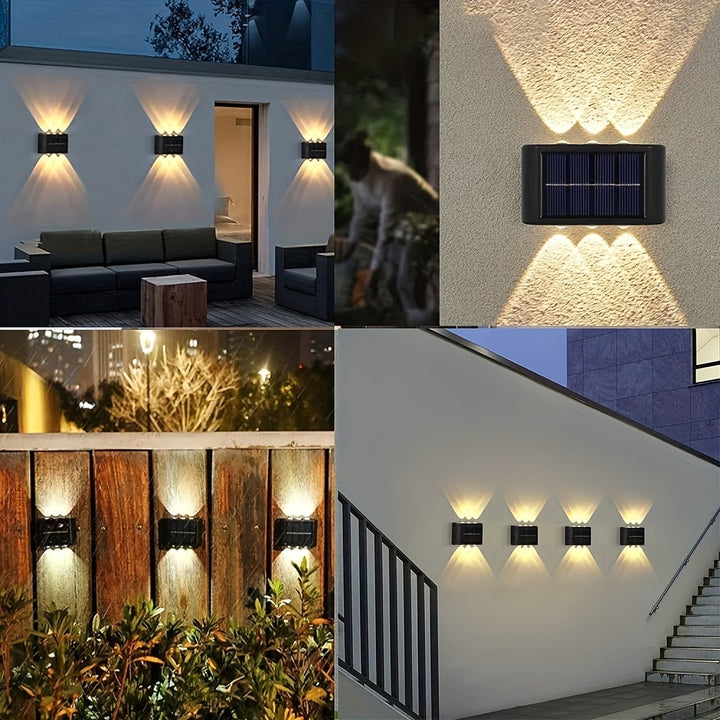 Staaricc 2pcs Solar Waterproof Wall Light, Outdoor 6-LED Deck Lights, Wall Light, For Courtyard, Street, Fence, Garage, Garden Perfect Decoration - Asma fashion gallary